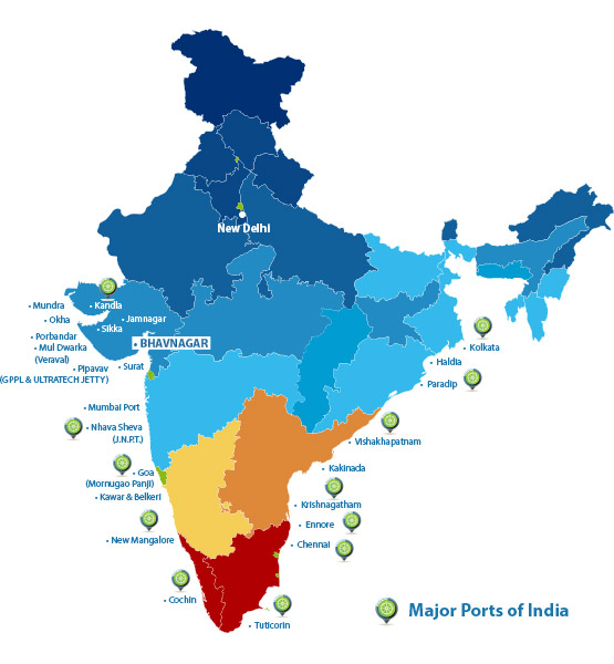 12 Major Ports In India Map Map
