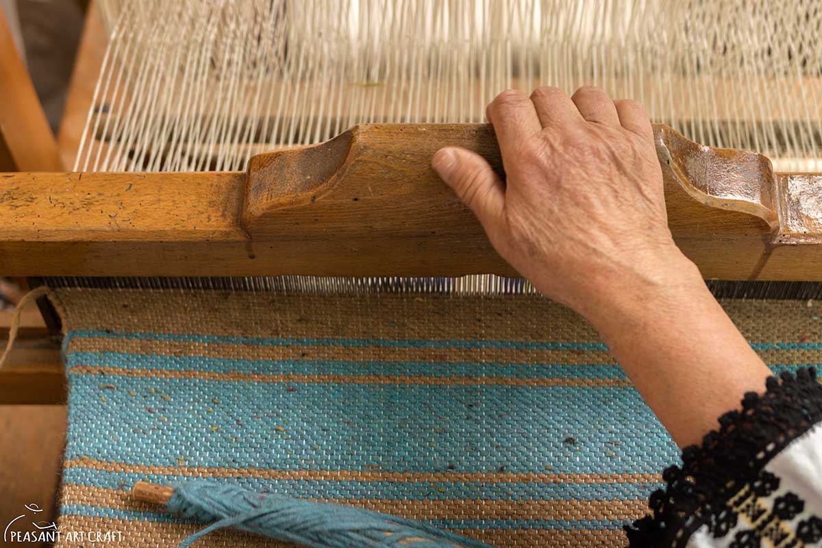 Winding a Warp on Warping Mill for Wool Rug Weaving
