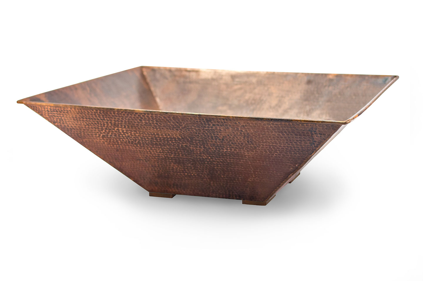 Hammered Copper Square Fire Bowl PebbleTec