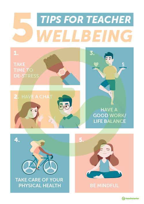 5 Tips for Teacher Wellbeing Poster Pedagogue