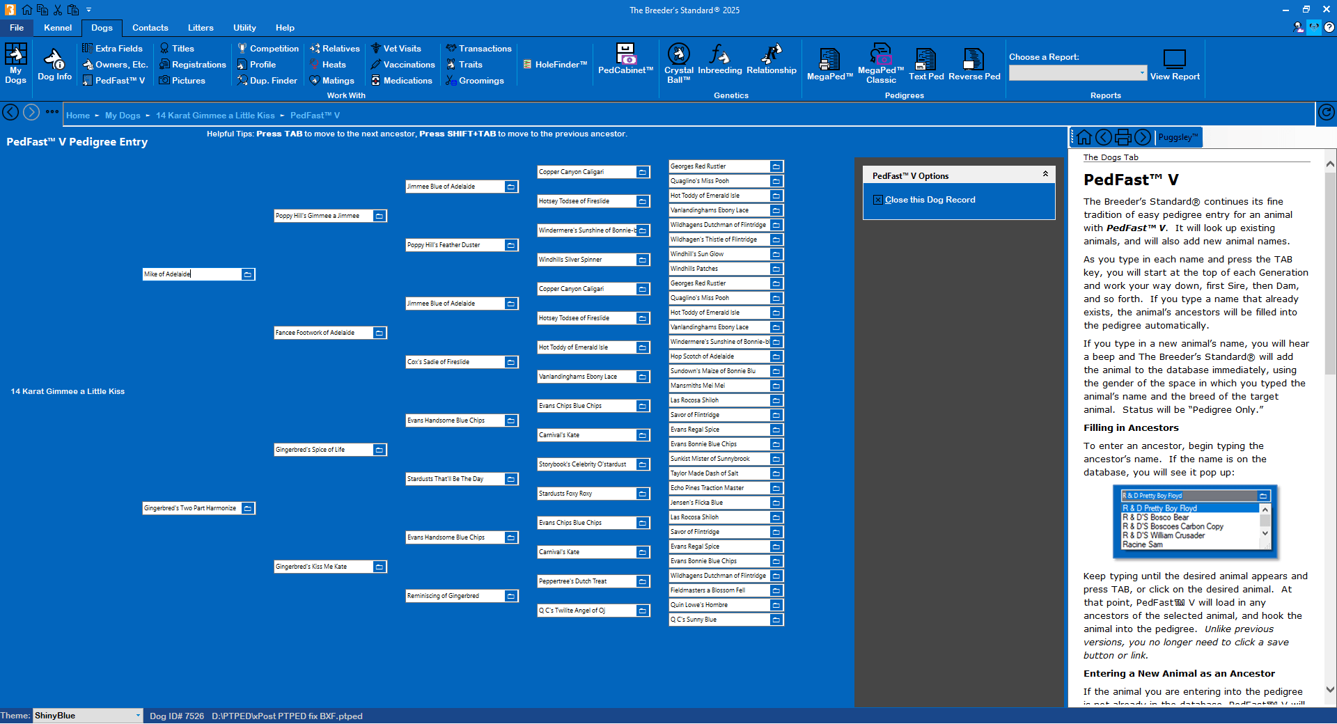 Dog Breeding Software, Pedigree Software by PedFast Breeder’s Standard®