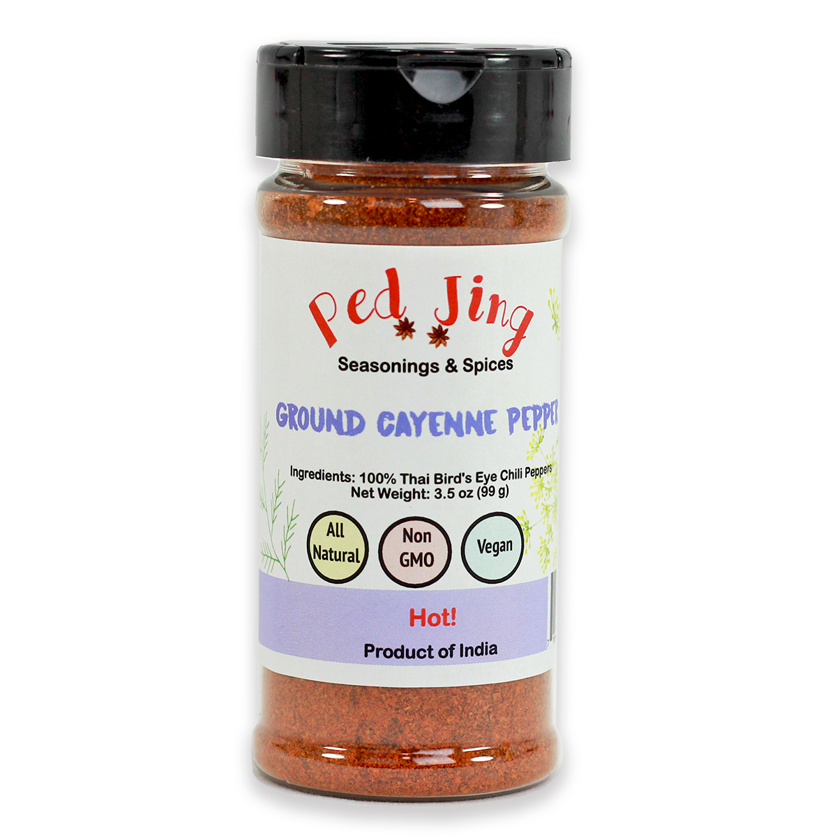 Hot Ground Cayenne Chili Pepper 3.5 oz / 99g Ped Jing Seasonings & Spices