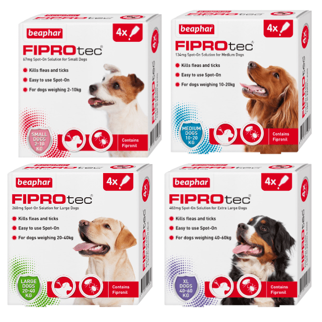 Beaphar Fiprotec Flea Treatment for Dogs (Various Types and Pack Sizes