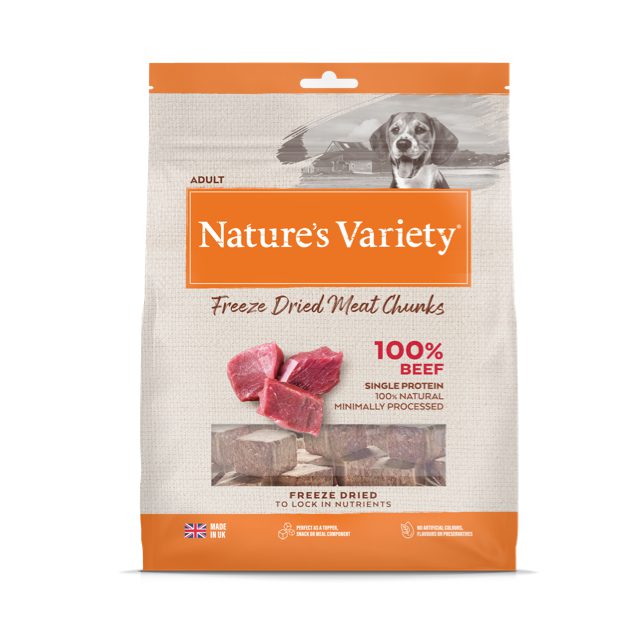 Natures Variety Freeze Dried Beef Chunks for Dogs 200g Peejay Pets