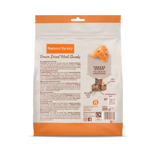 Natures Variety Freeze Dried Salmon Chunks for Dogs 200g Peejay Pets