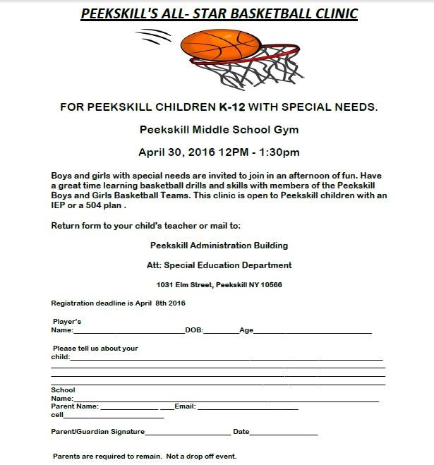 SEPTO Annual Basketball Clinic Peekskill City School District PTO