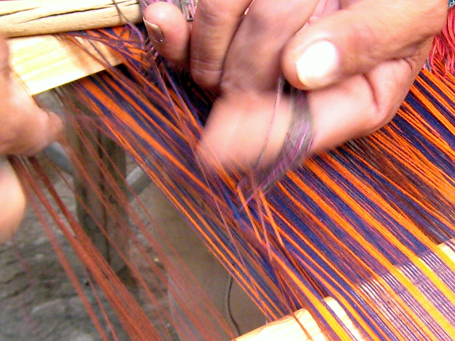 5.12 making the string loops to put on sticks to make pattern Peggy