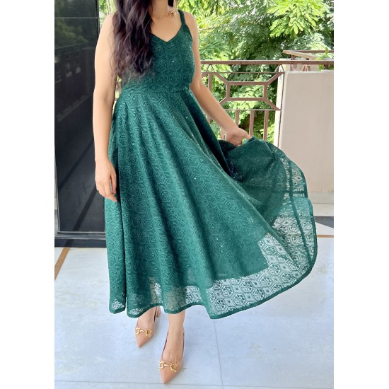 Dark Green Umbrella Gher Kurti