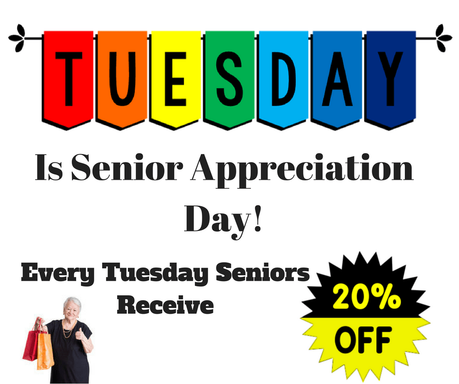 Repeats Used Clothing for the whole family Every Tuesday is Seniors
