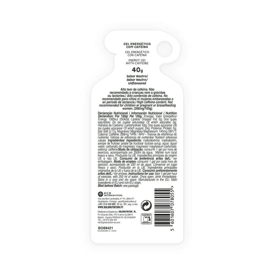 Boost Energy Gel Sem Sabor 40gr x 16 Gold Nutrition Peixe Verde