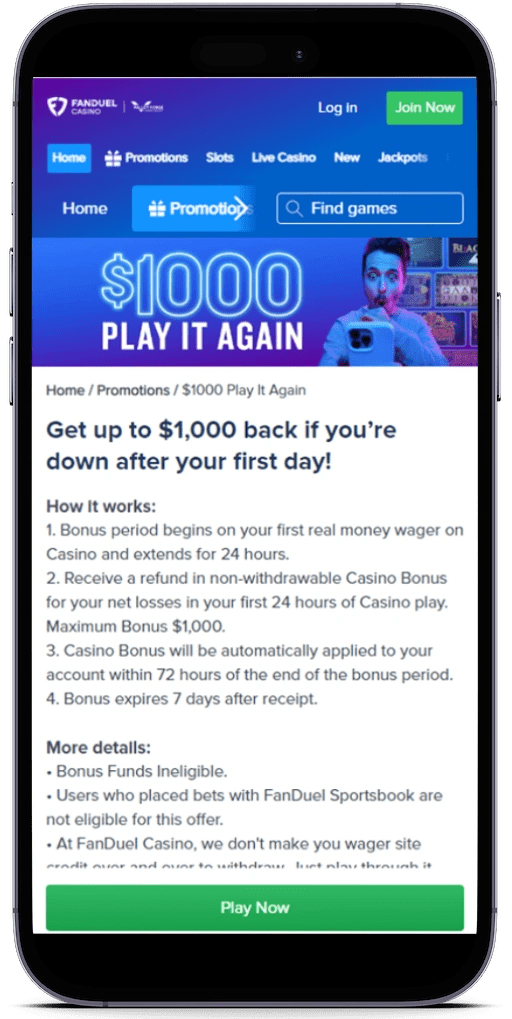 FanDuel Casino Promo Code Up to 1,000 Back⁤ + 20 Site Credit