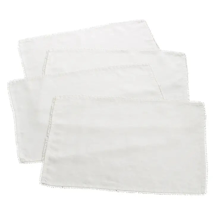Pom Pom Placemats in Ivory, Set of 4 Penny&Moo