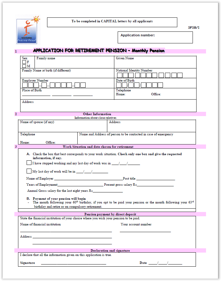 Download Application for Retirement Monthly Pension Seychelles Pension Fund