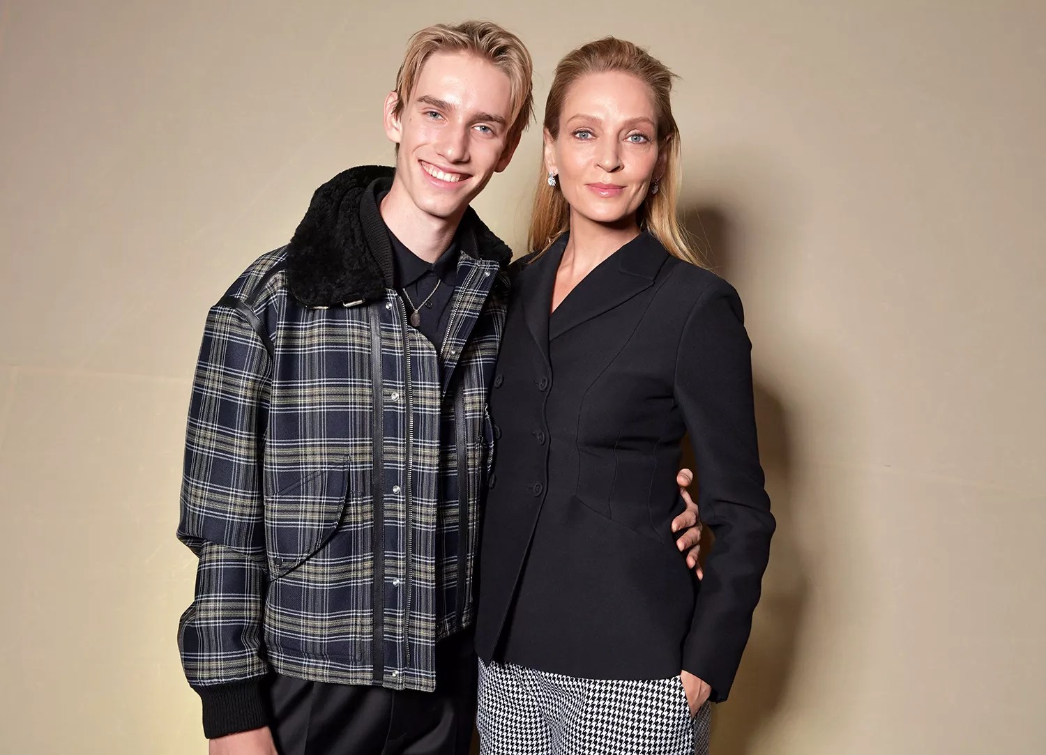 Levon Thurman-Hawke and Uma Thurman in the front row Dior show, Front Row, Spring Summer 2020, Haute Couture Fashion Week, Paris, France - 20 Jan 2020