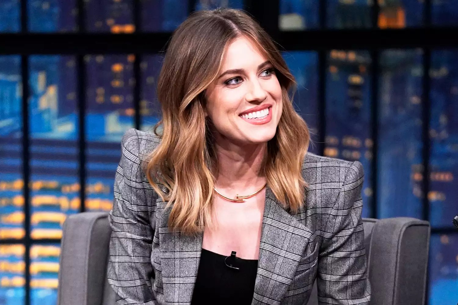 Allison Williams during an interview with host Seth Meyers on October 25, 2023