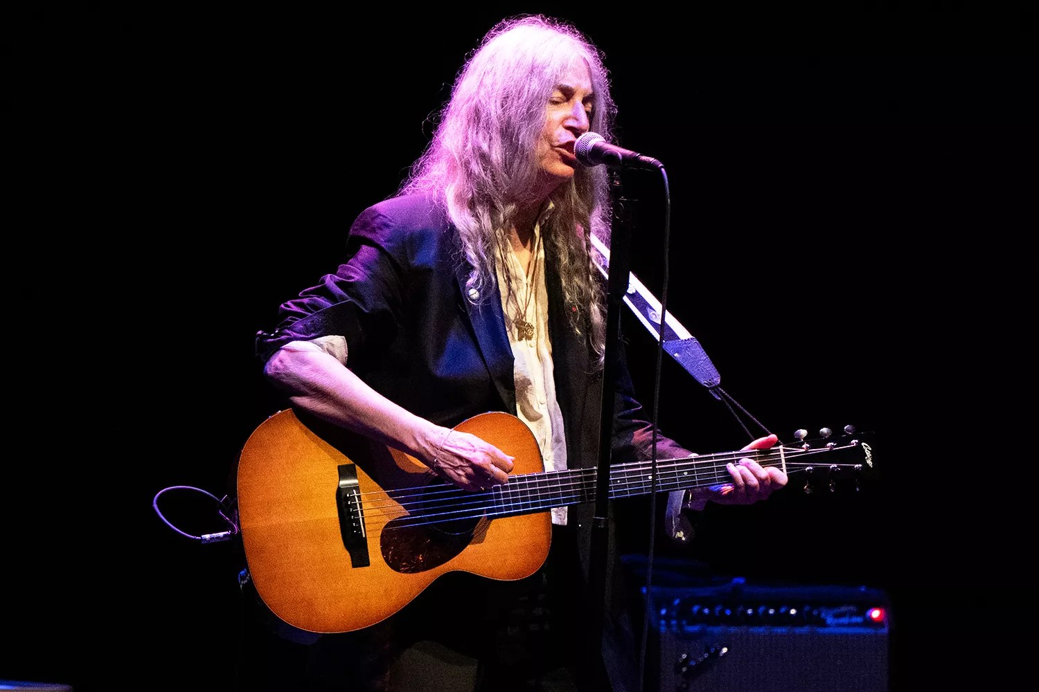 Musician Patti Smith performs onstage with The Patti Smith Trio at Lobero Theatre on August 09, 2023 in Santa Barbara, California.