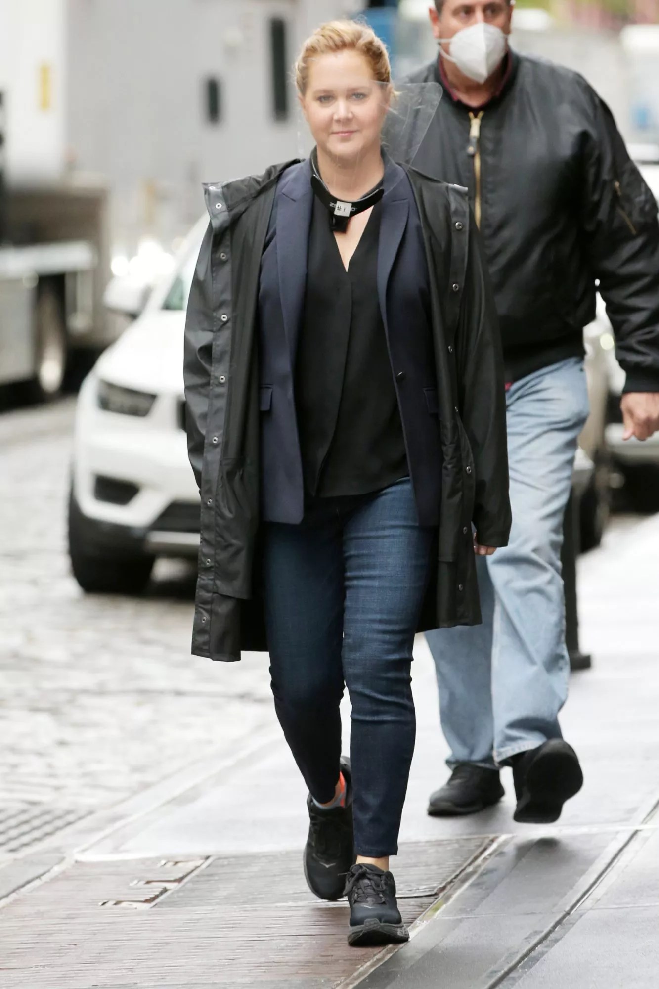 Comedian Amy Schumer walks to the set of &lsquo;Life &amp; Beth&rsquo; in New York City