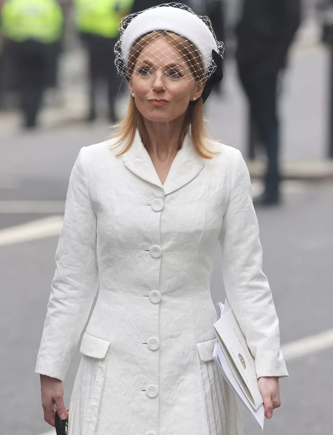 Geri Horner leaving the 2024 Commonwealth Day Service at Westminster Abbey on March 11, 2024 in