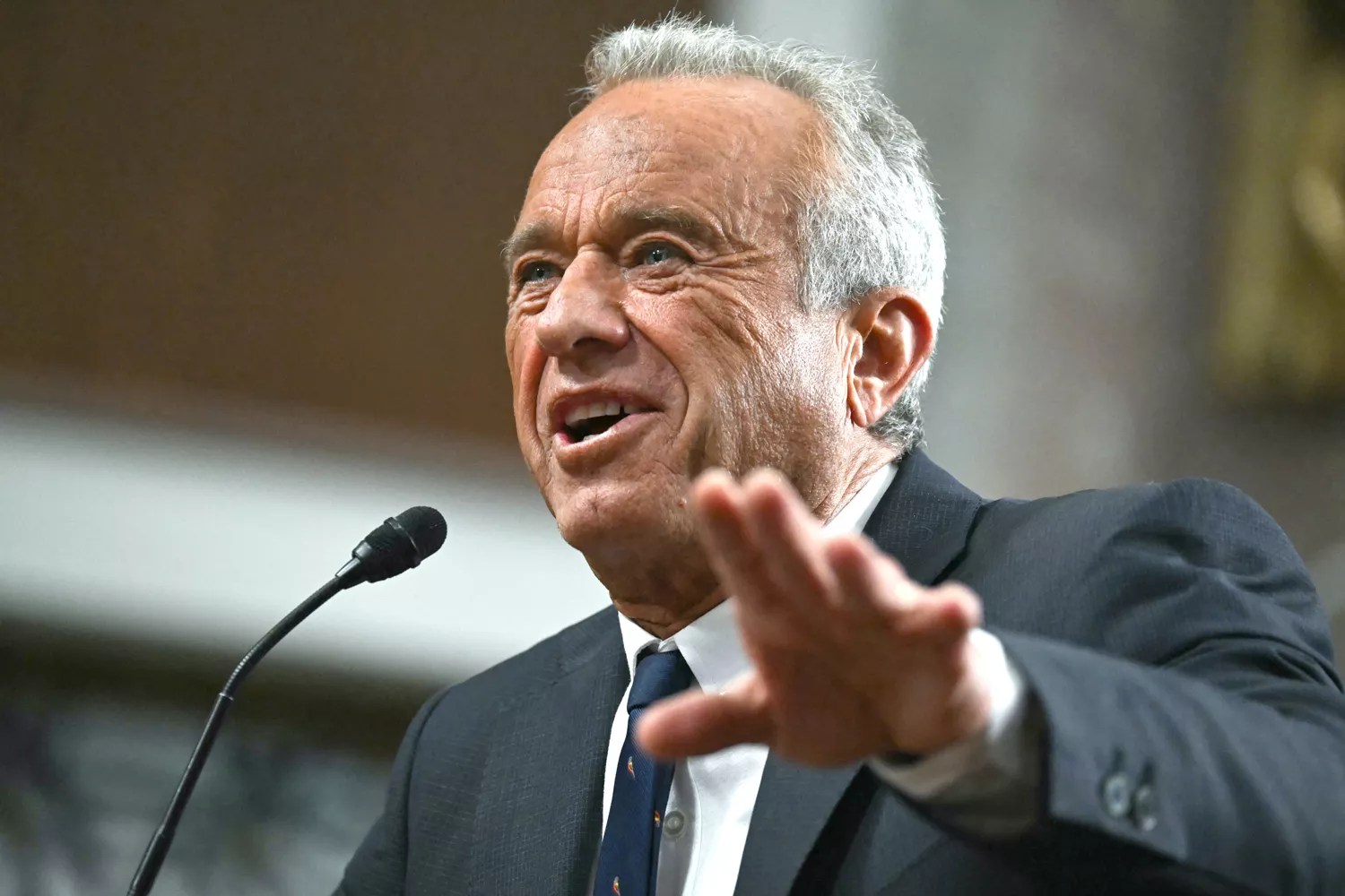 US Secretary of Health and Human Services nominee Robert F. Kennedy Jr. testifies during a Senate Finance Committee hearing on his nomination to be Health and Human Services Secretary, on Capitol Hill in Washington, DC, January 29, 2025.