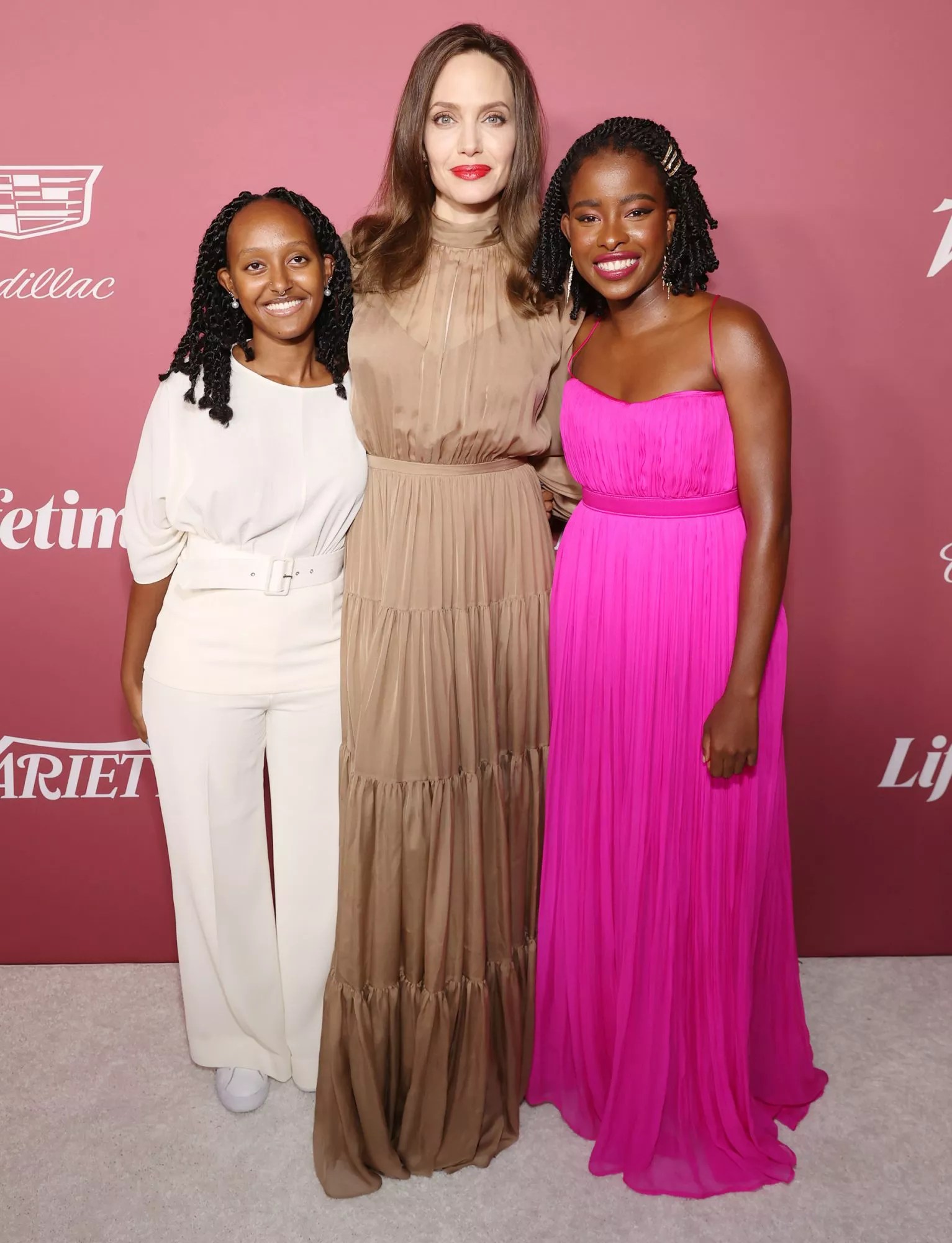 Zahara Jolie-Pitt, Angelina Jolie, and Amanda Gorman attend Variety&rsquo;s Power of Women Presented by Lifetime at Wallis Annenberg Center for the Performing Arts on September 30, 2021 in Beverly Hills, California