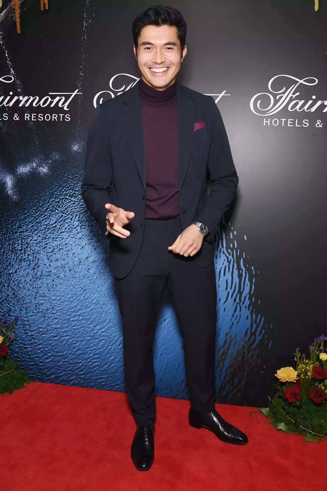 Actor Henry Golding attends the Fairmont Hotels &amp; Resorts “That Fairmont Feeling” event held on Grand Army Plaza in front of the Plaza Hotel, New York, NY, October 7, 2021.