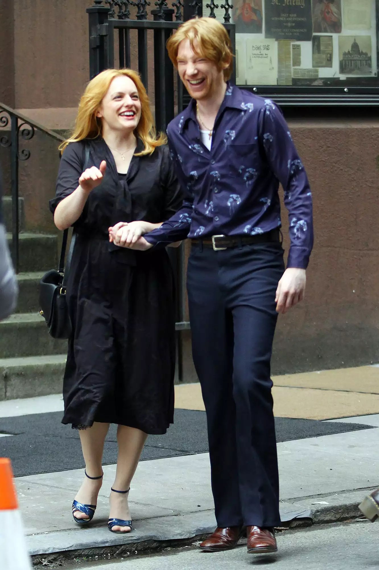 Elizabeth Moss, Domhnall Gleeson, Tiffany Haddish, Melissa McCarthy and Nick Offerman share a day of non stop laughter as they film a funeral scene for &lsquo;The Kitchen&rsquo; in NYC