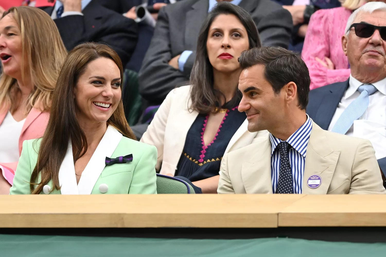 Catherine, Princess of Wales and Roger Federer court side on day two of the Wimbledon Tennis Championships