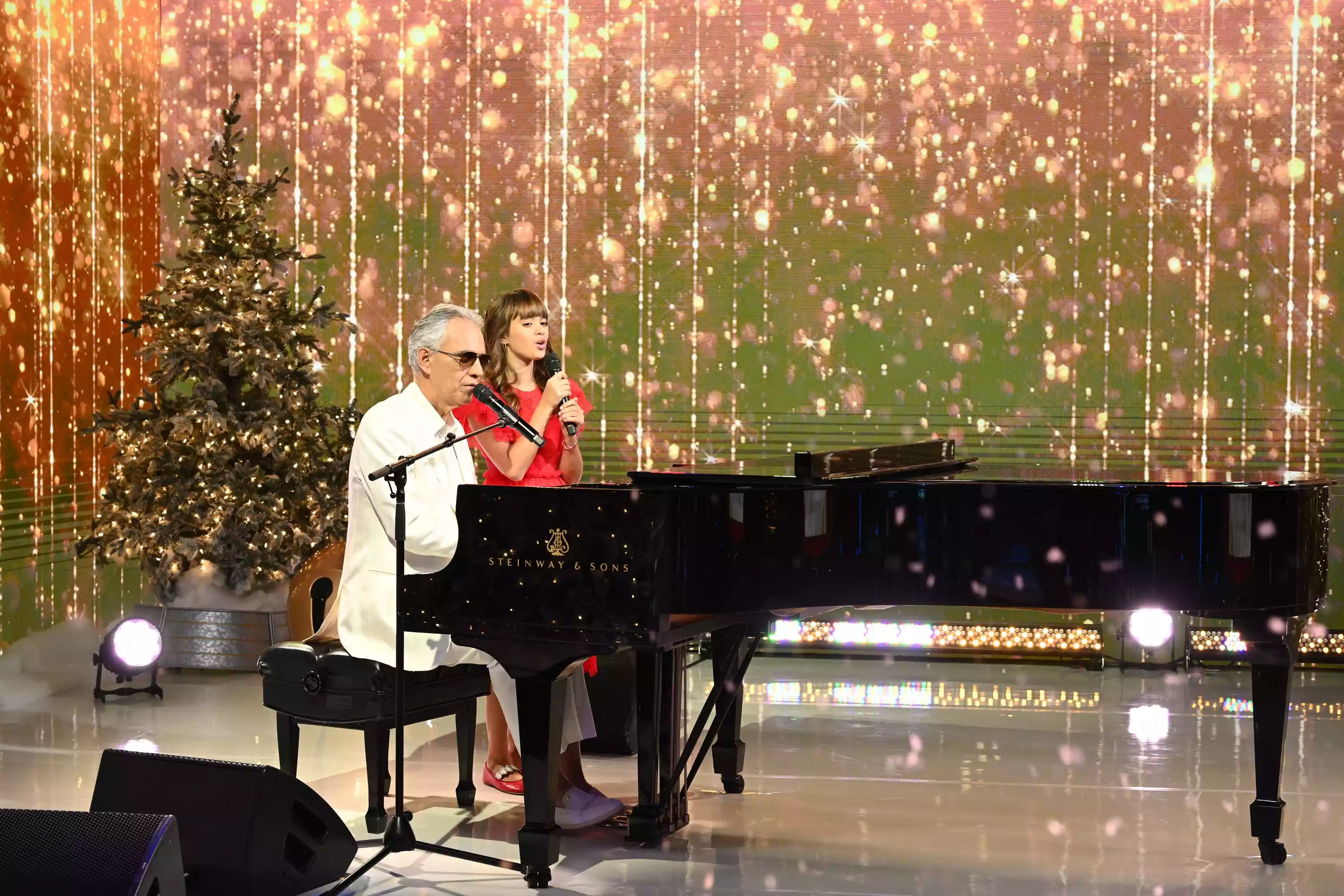 Andrea Bocelli and his daughter Virginia perform on Good Morning America, December 12, 2023