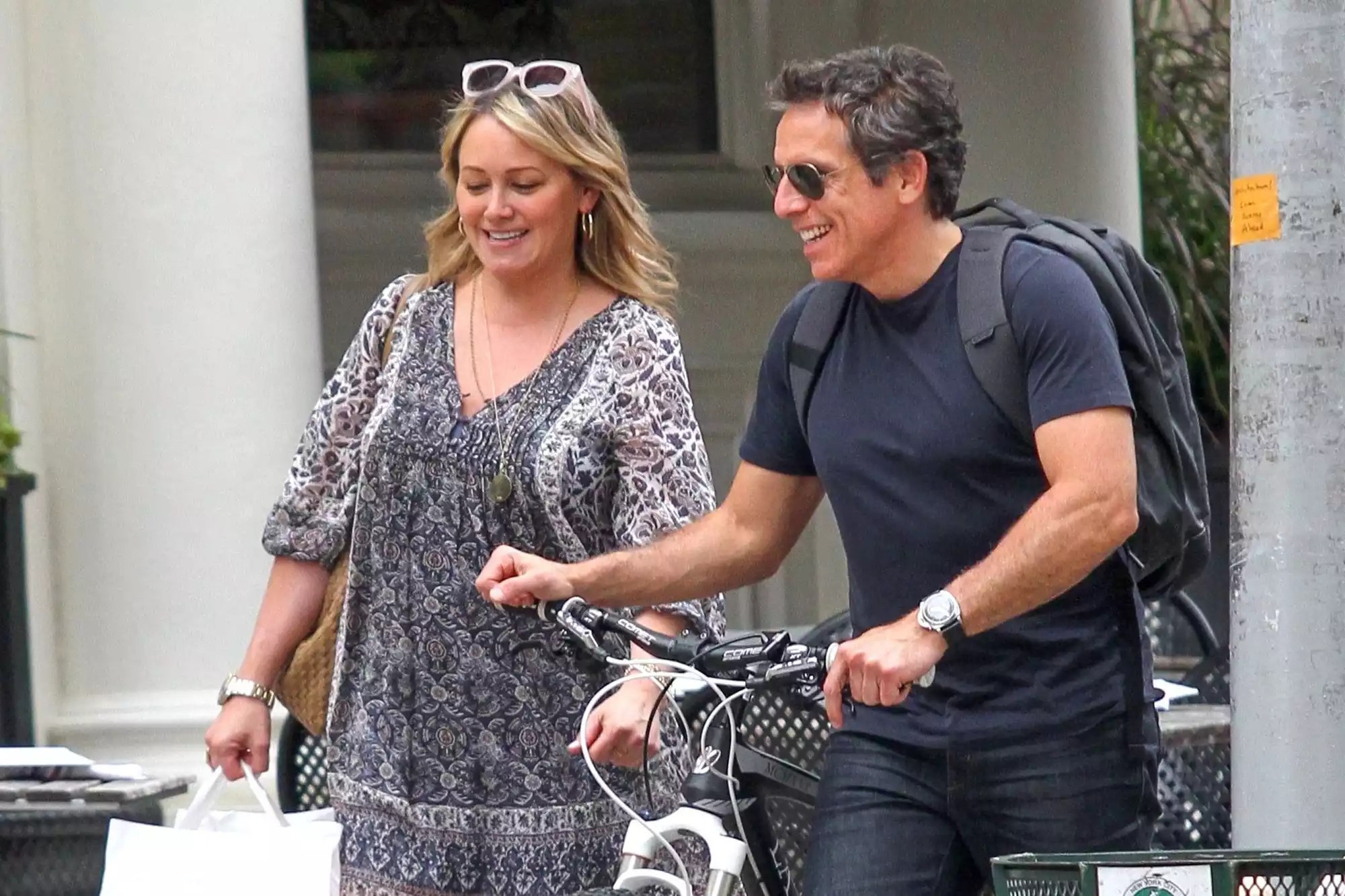 Friendly exes Ben Stiller and Christine Taylor are all smiles in NYC