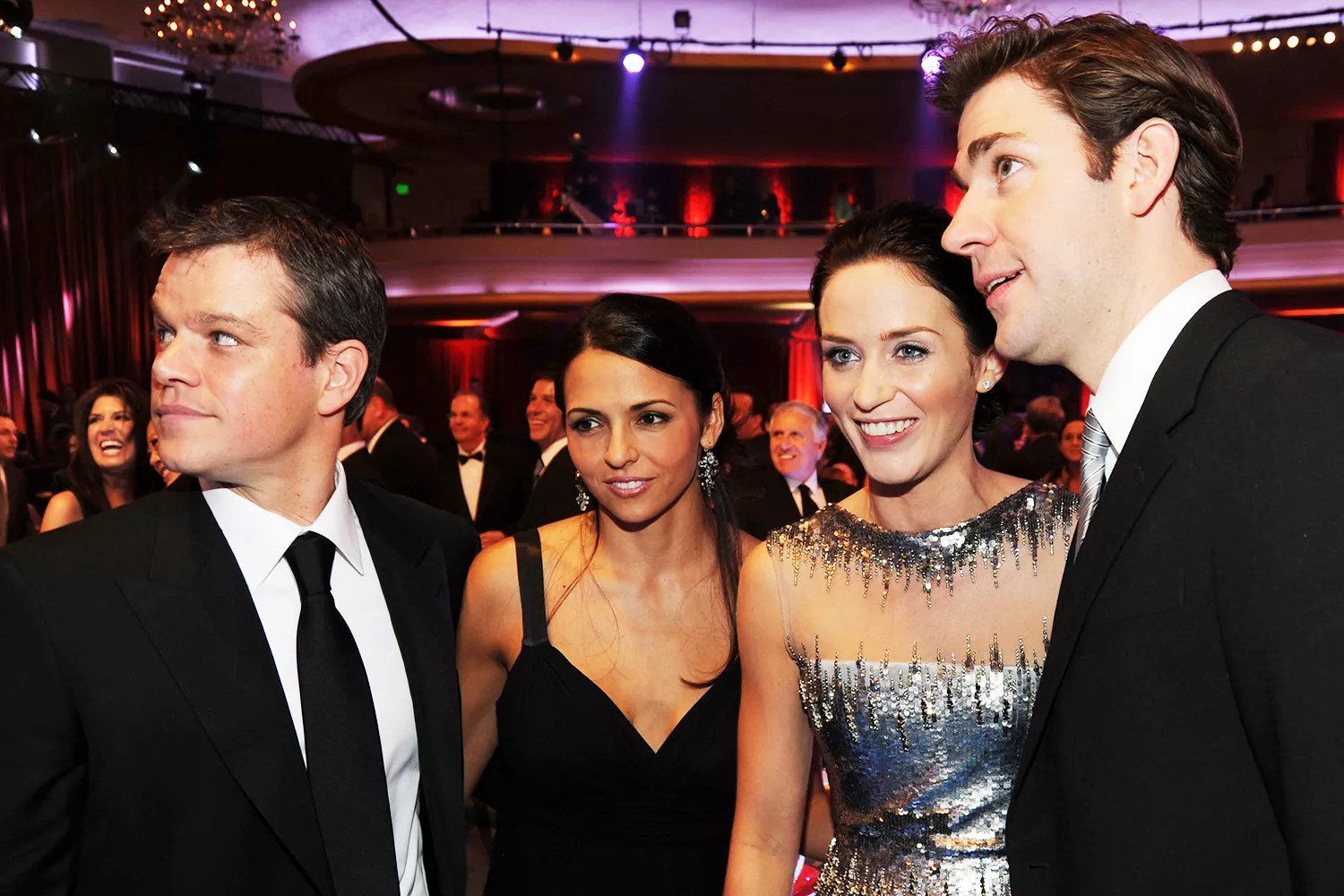 Actor Matt Damon and wife Luciana Damon, actors Emily Blunt and John Krasinski during the 15th annual Critics' Choice Movie Awards held at the Hollywood Palladium on January 15, 2010 in Hollywood, California