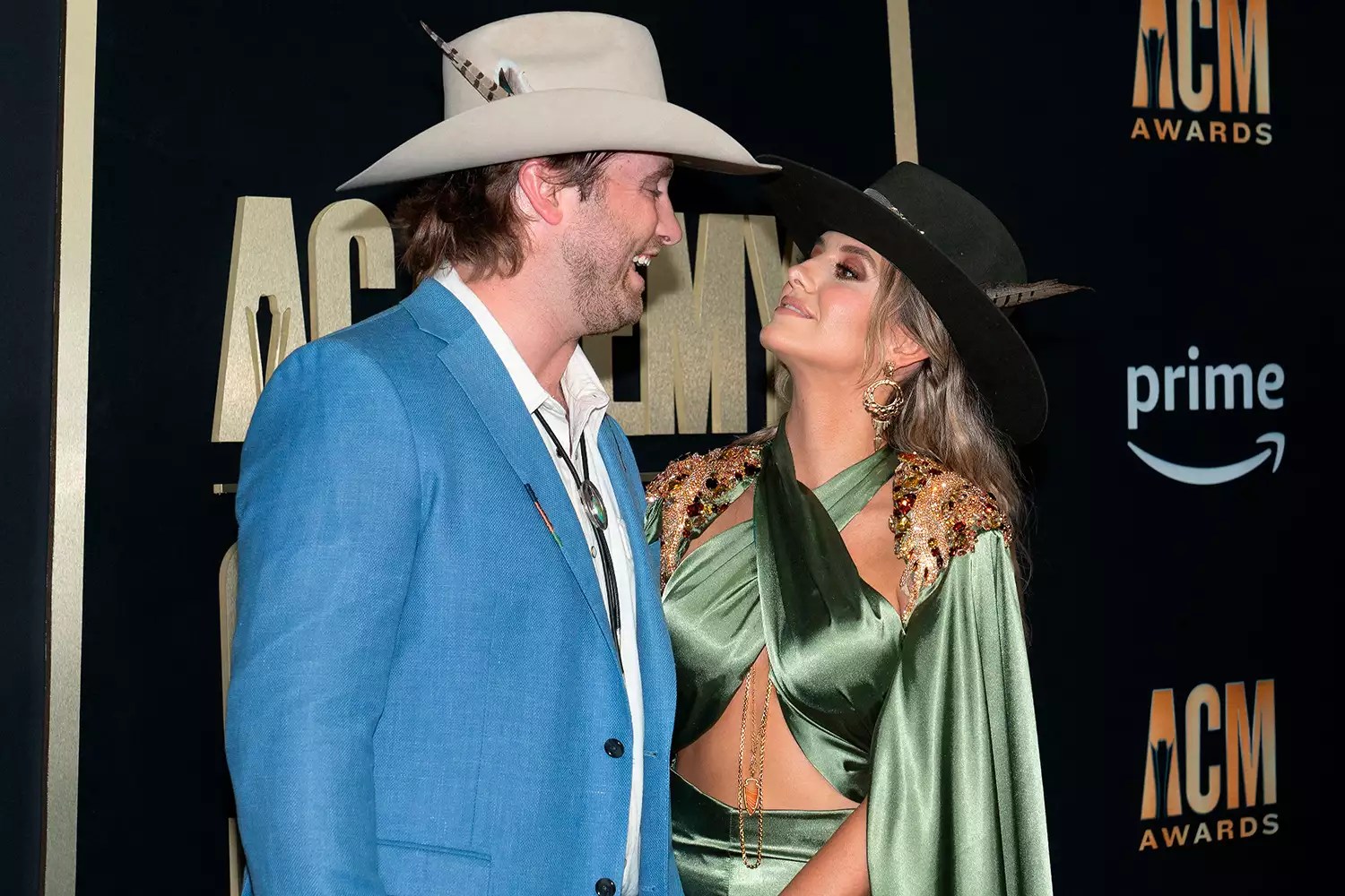Football quarterback Devlin Hodges and US singer Lainey Wilson attend the Academy of Country Music (ACM) Awards at Ford Center at the Star in Frisco, Texas, on May 11, 2023.