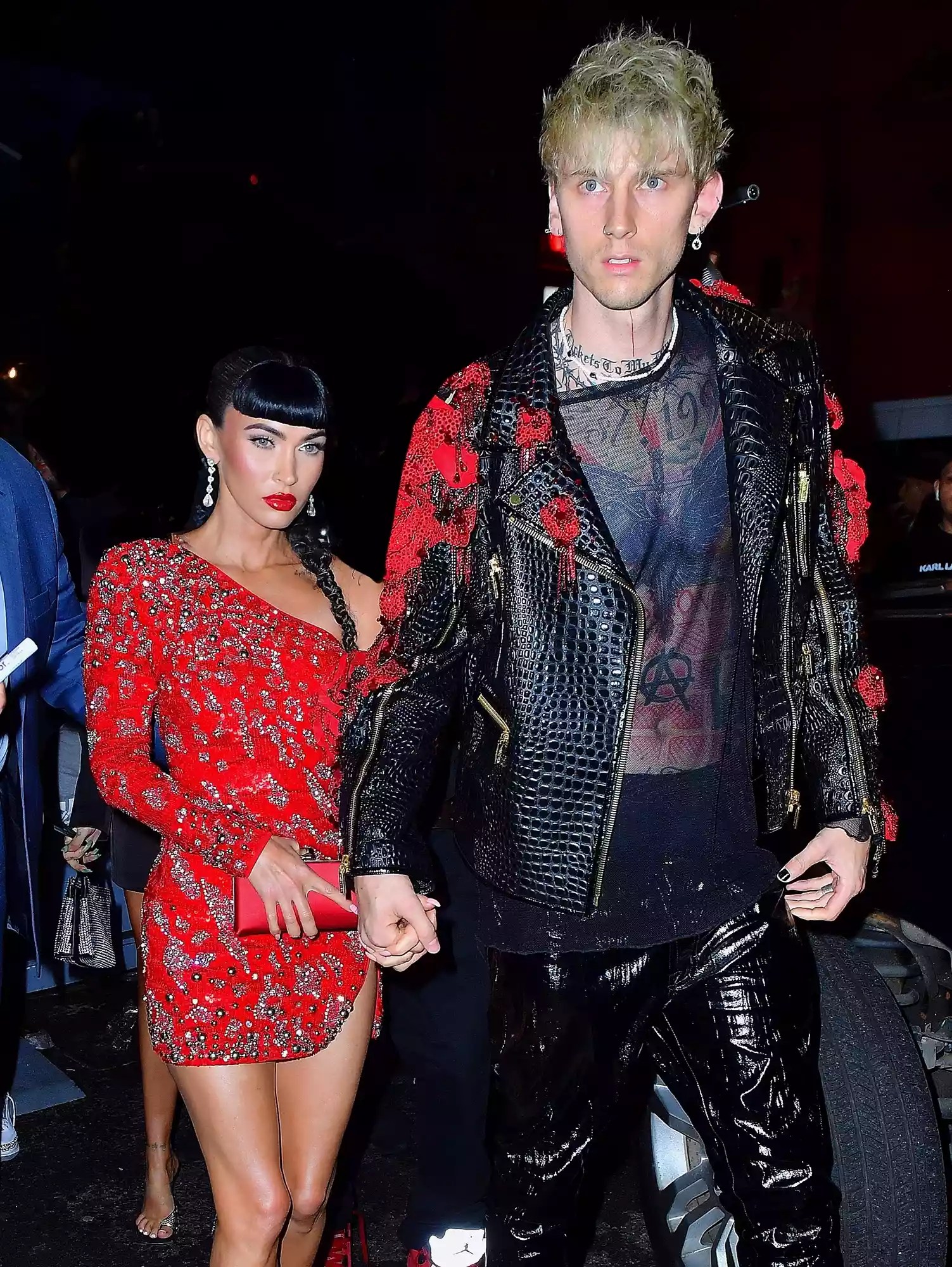 New York, NY - Machine Gun Kelly and Megan Fox look striking as they head to the Met Gala after-party at Cathédrale restaurant in NYC.