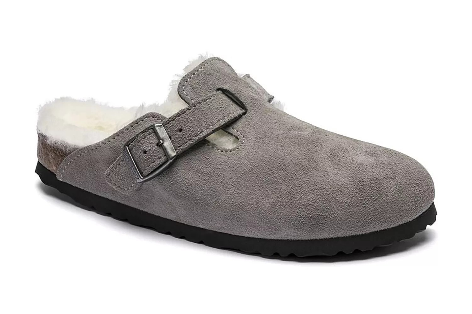 Birkenstock Boston Shearling Suede Leather - Stone Coin