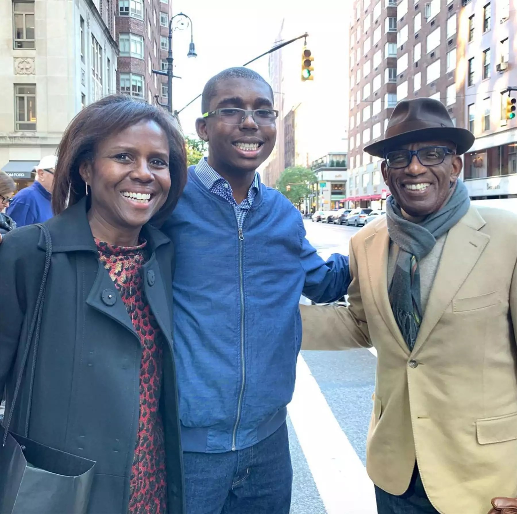 Al Roker with wife and son