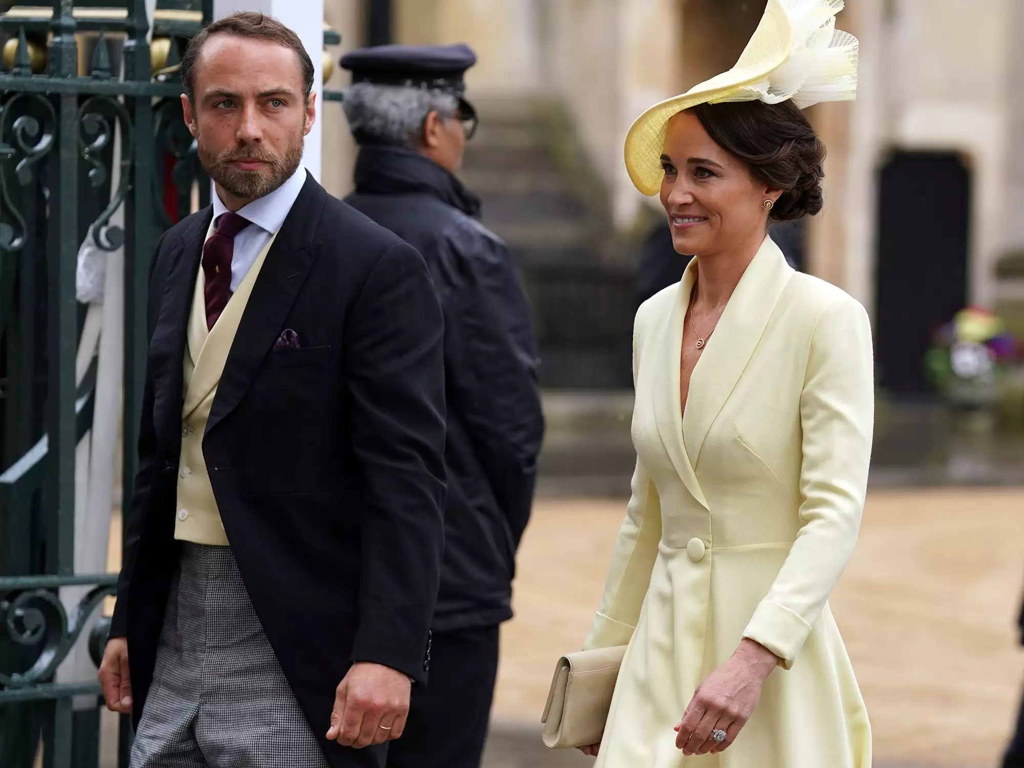 Pippa and James Middleton, siblings of Catherine, Princess of Wales arrive at the Coronation of King Charles III and Queen Camilla on May 6, 2023 in London, England.