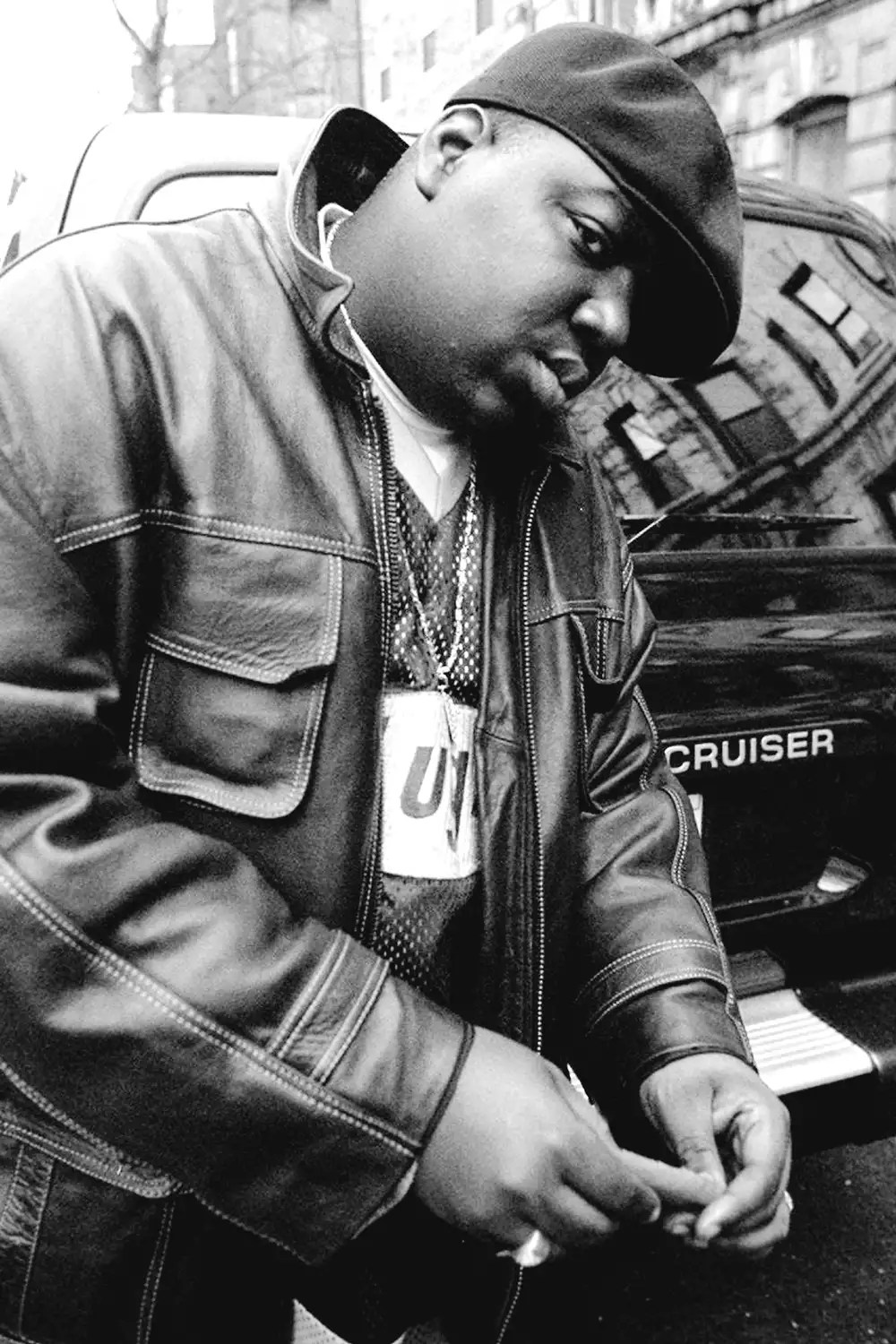 Rapper Notorious B.I.G., aka Biggie Smalls, aka Chris Wallace outside his mother&rsquo;s house in Brooklyn.