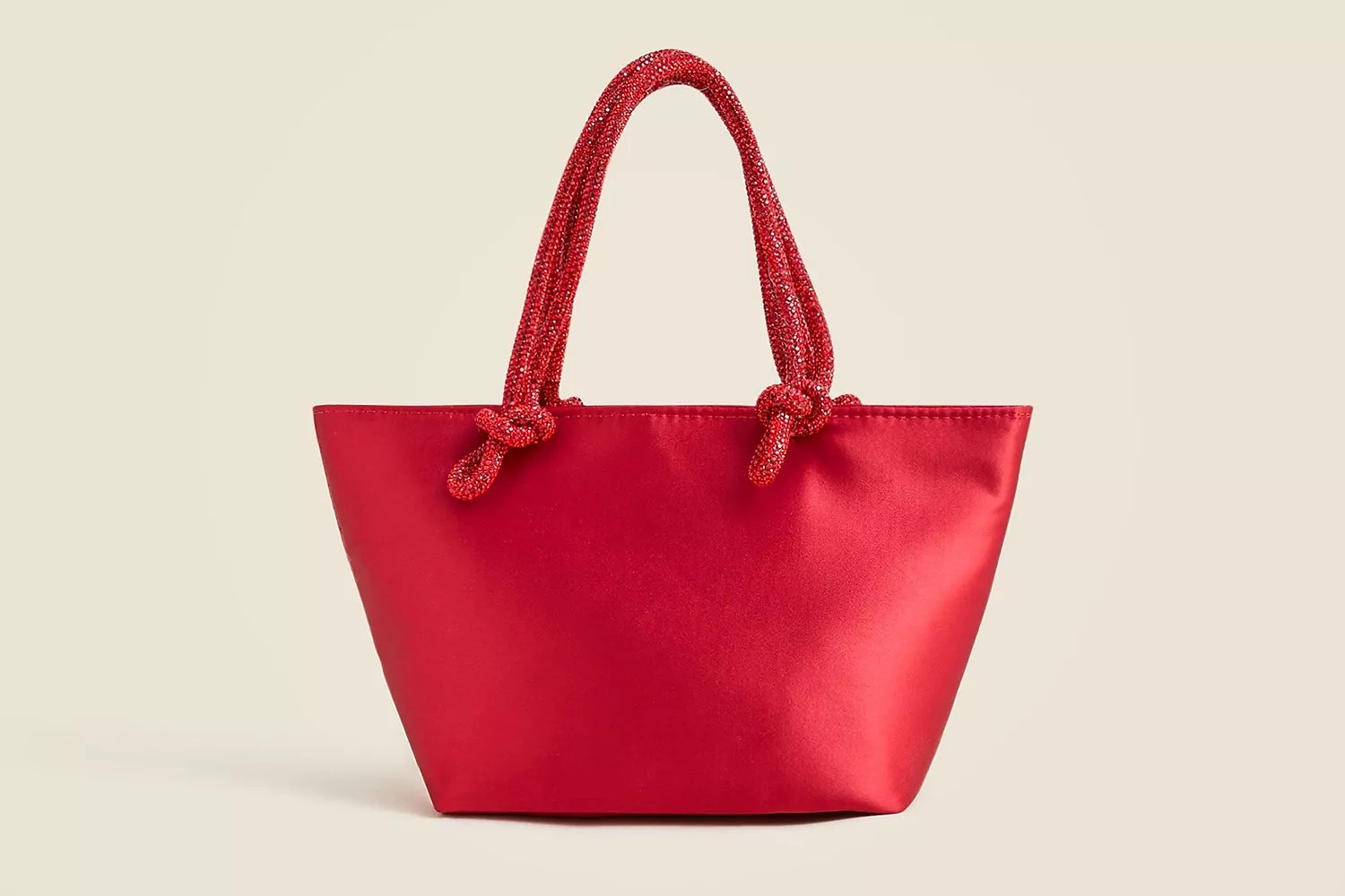 Small satin tote with crystal handles