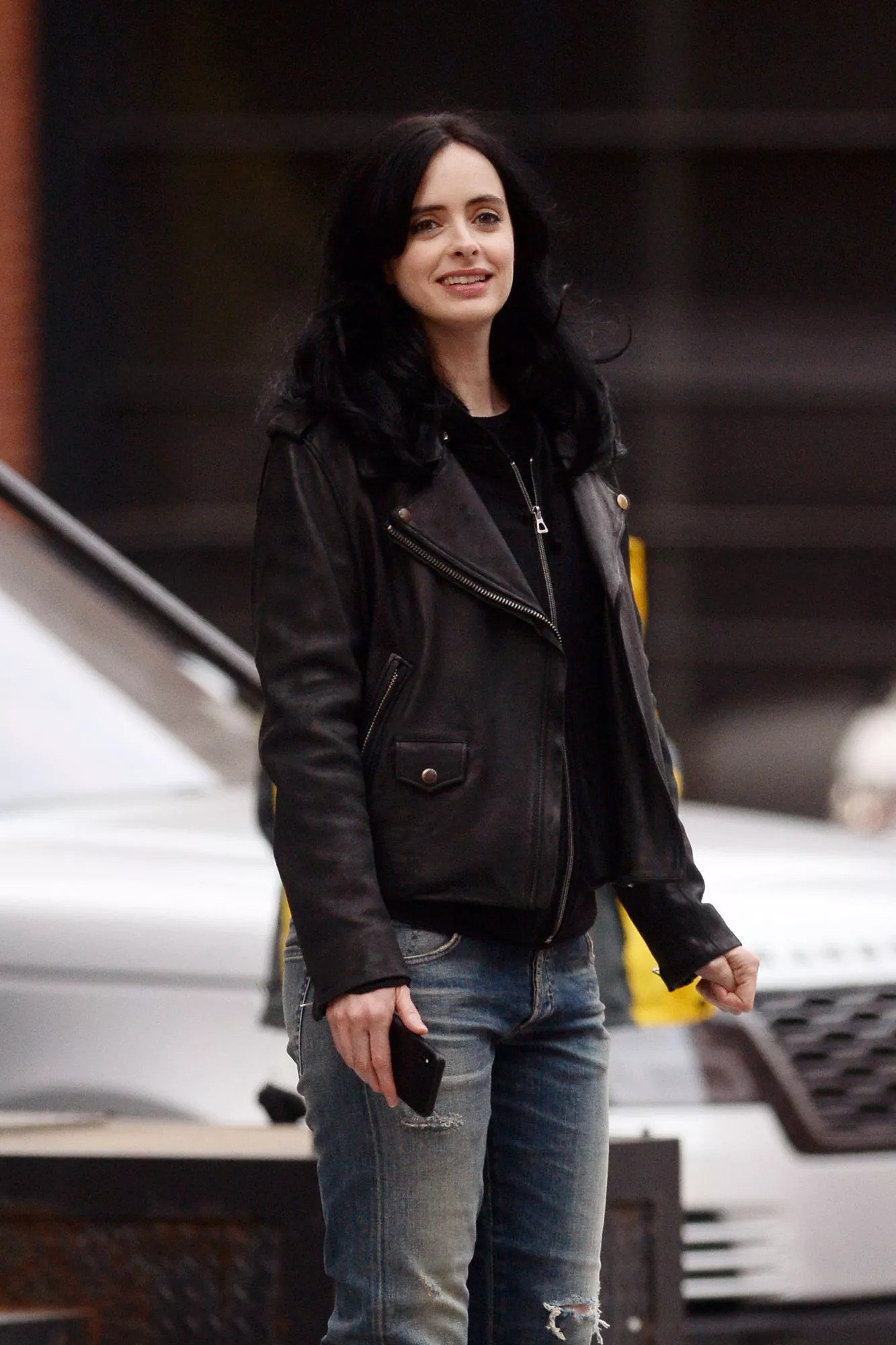 Krysten Ritter is all smiles while filming a commercial in New York City today