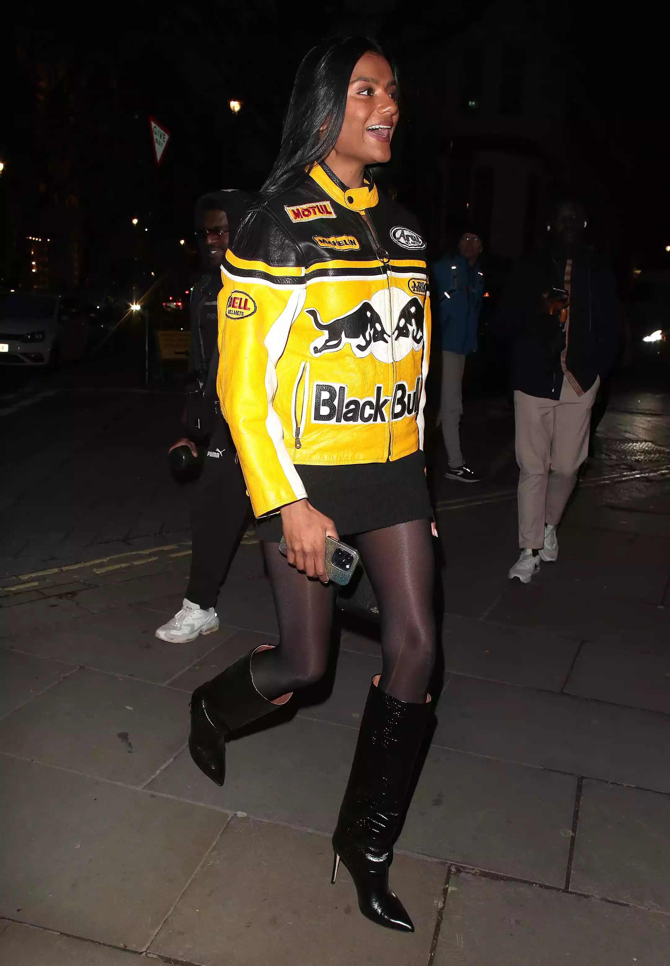 Simone Ashley seen attending Cabaret - gala night at Kit Kat Club at the Playhouse Theatre on March 28, 2024 in London, England.
