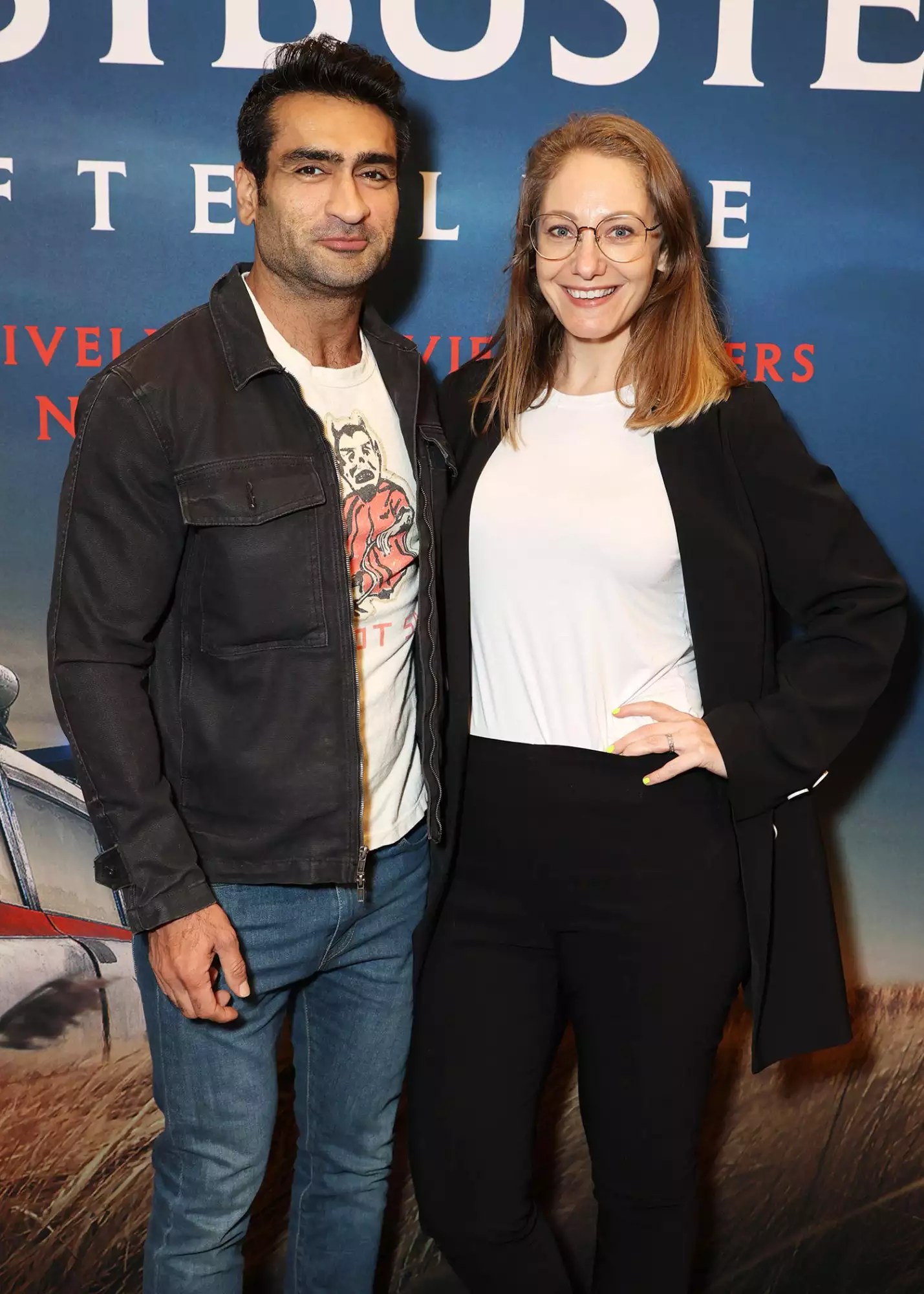 Kumail Nanjiani and Emily V. Gordon at a Special Screening of Columbia PicturesÕ GHOSTBUSTERS: AFTERLIFE at the Regency Village Theatre. Special Screening of Columbia PicturesÕ GHOSTBUSTERS: AFTERLIFE , Westwood, CA, USA - 17 November 2021