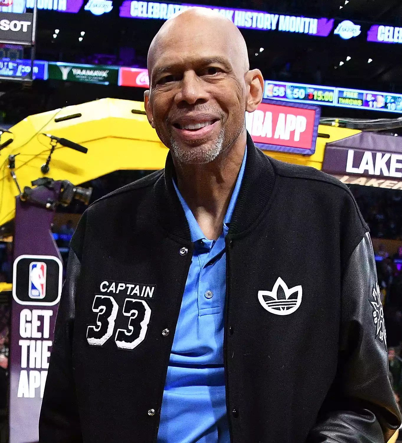 Kareem Abdul-Jabbar attends a basketball game between the Los Angeles Lakers and the Milwaukee Bucks at Crypto.com Arena on February 9, 2023 in Los Angeles, California.