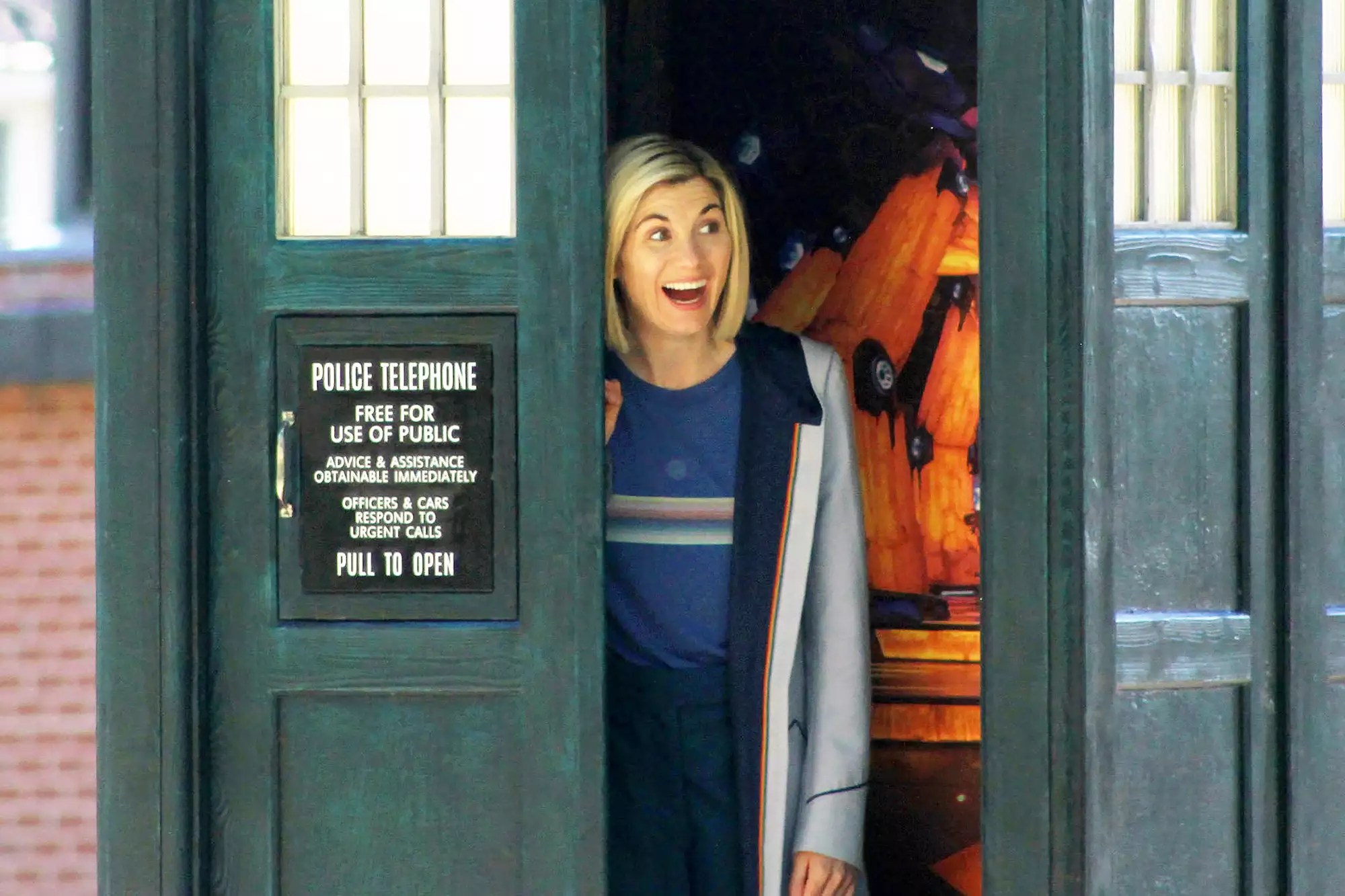 Jodie Whittaker on location in Grange Gardens, Grangetown, Cardiff for what is believed to be the Doctor Who Centenary Special &lsquo;Doctor Who&rsquo; TV show, Series 13 on set filming, Grangetown, Cardiff, Wales, UK - 20 Sep 2021