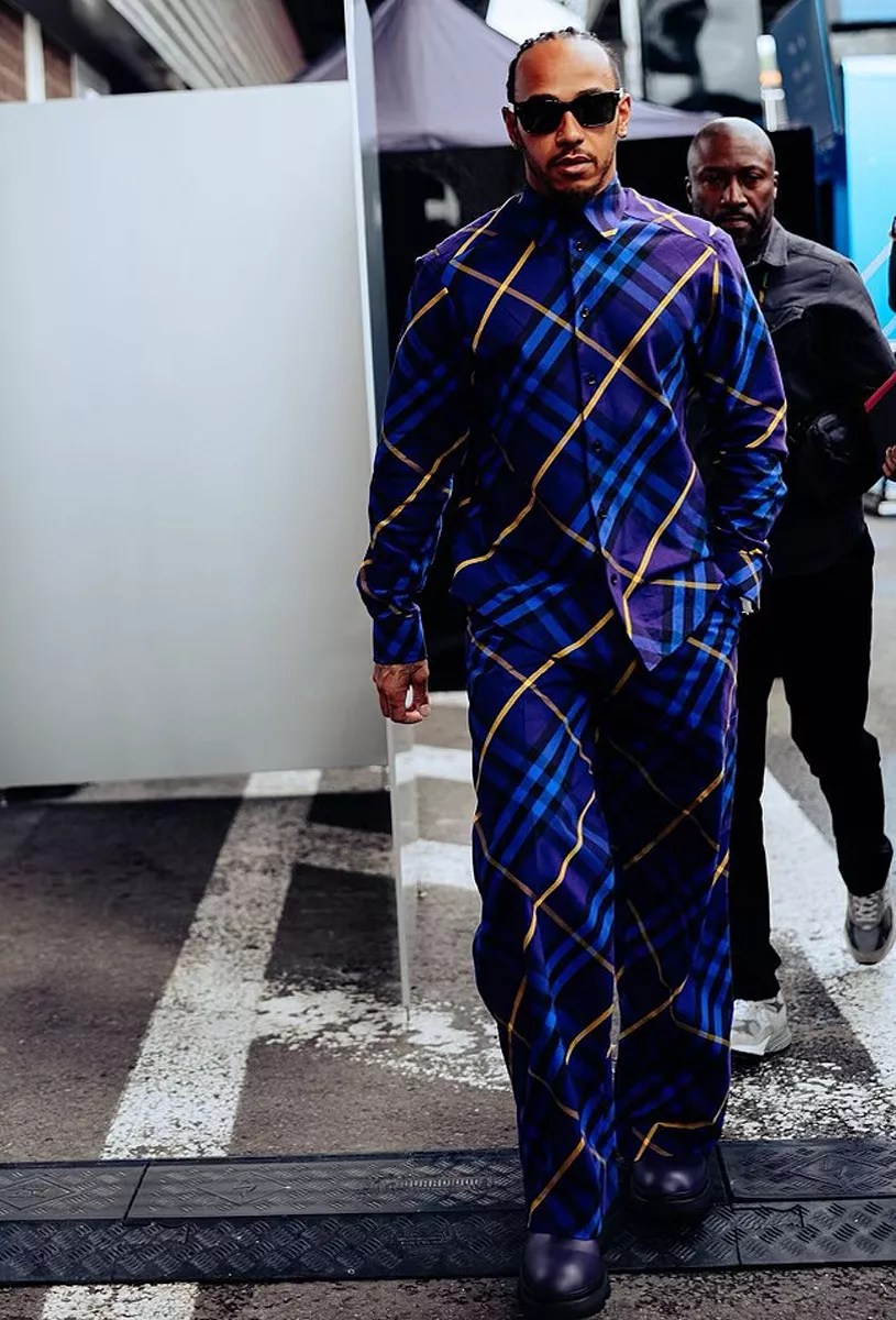 Lewis Hamilton wearing Burberry at Belgian Grand Prix