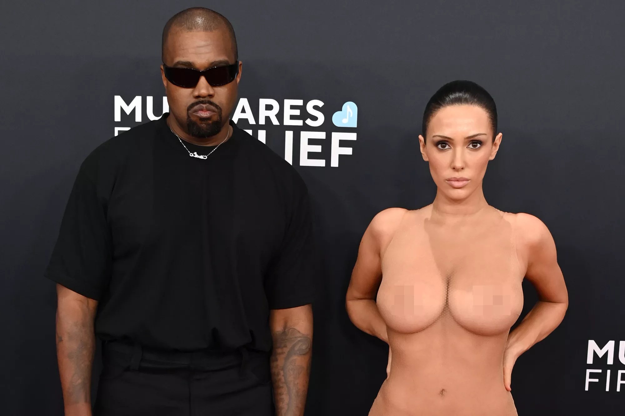 Kanye West and Bianca Censori attend the 67th GRAMMY Awards on February 02, 2025 in Los Angeles, California.