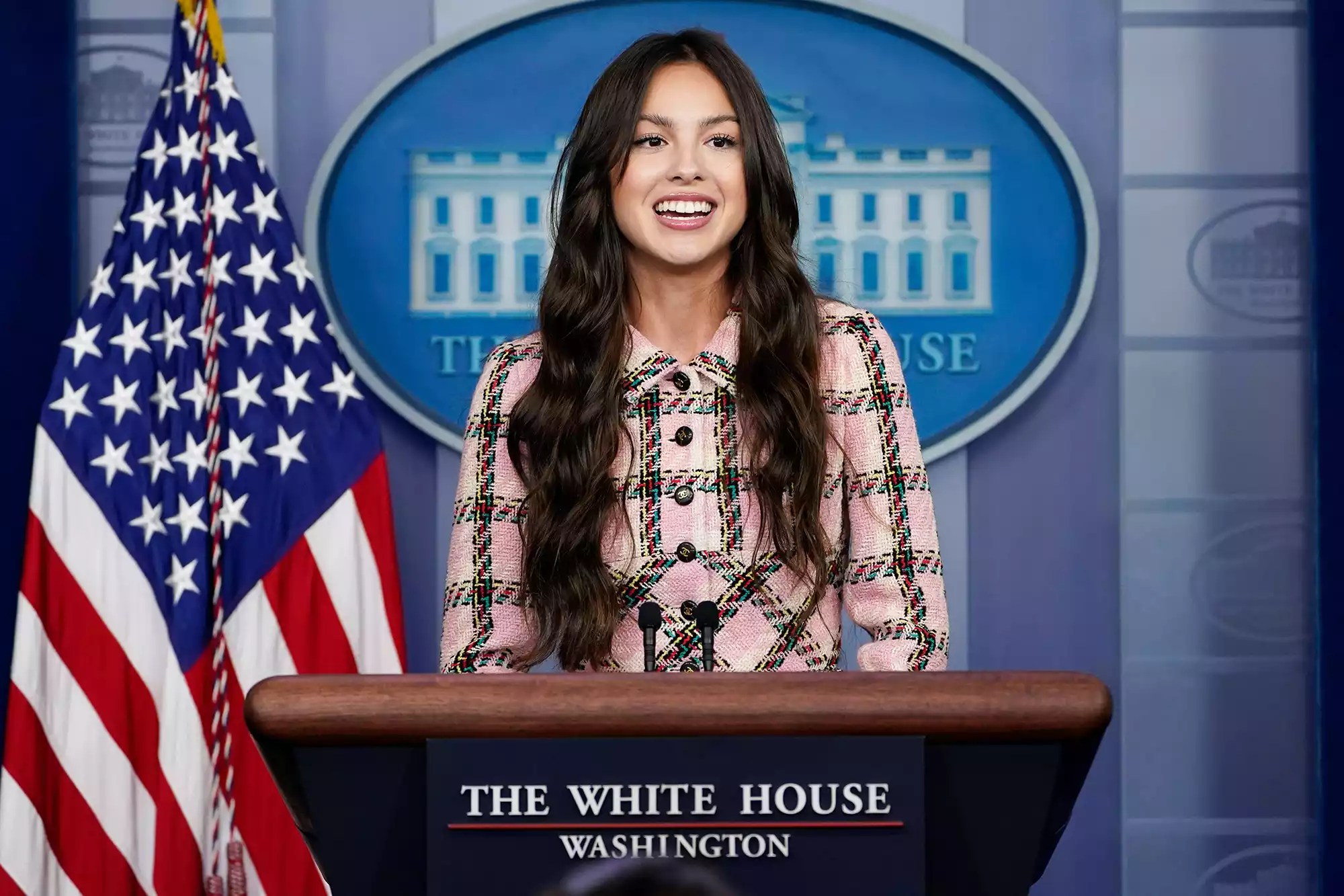 Pop Star Olivia Rodrigo Arrives At The White House To Record Videos Promoting Covid Vaccinations