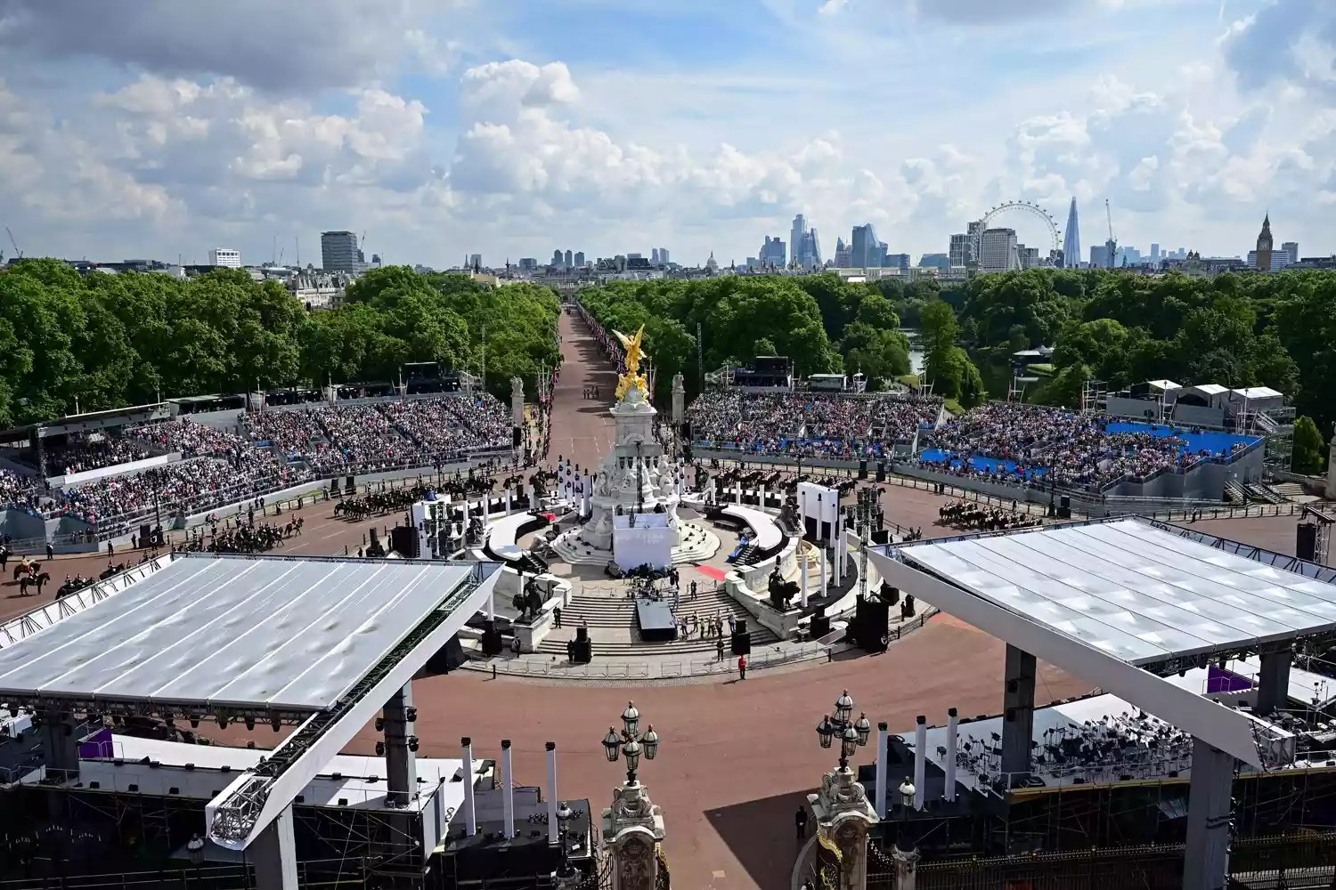 A general view looking down The Mall, during the Queen&rsquo;s Birthday Parade, the Trooping the Colour