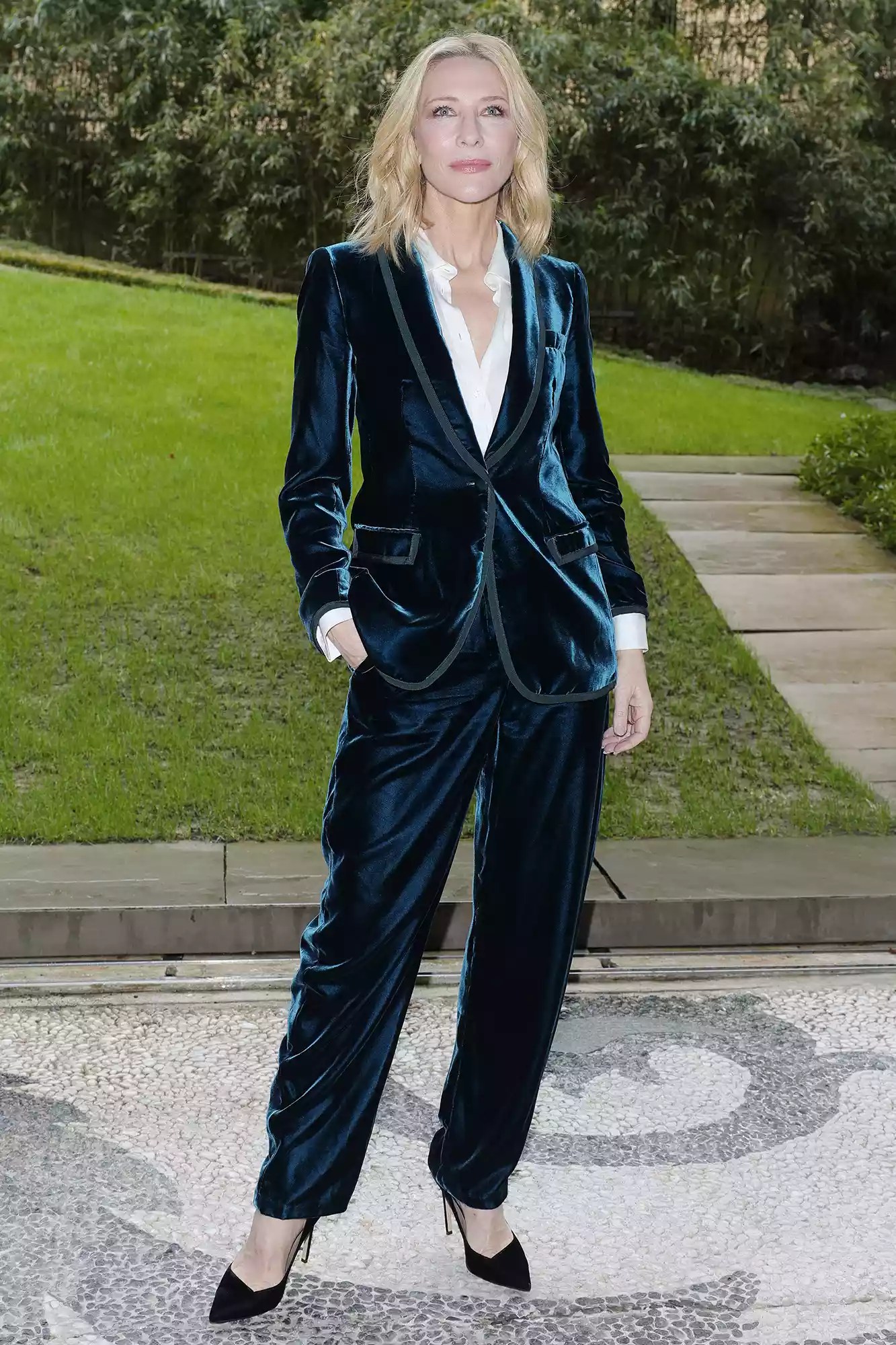 Cate Blanchett attends the Giorgio Armani fashion show during the Milan Fashion Week Womenswear