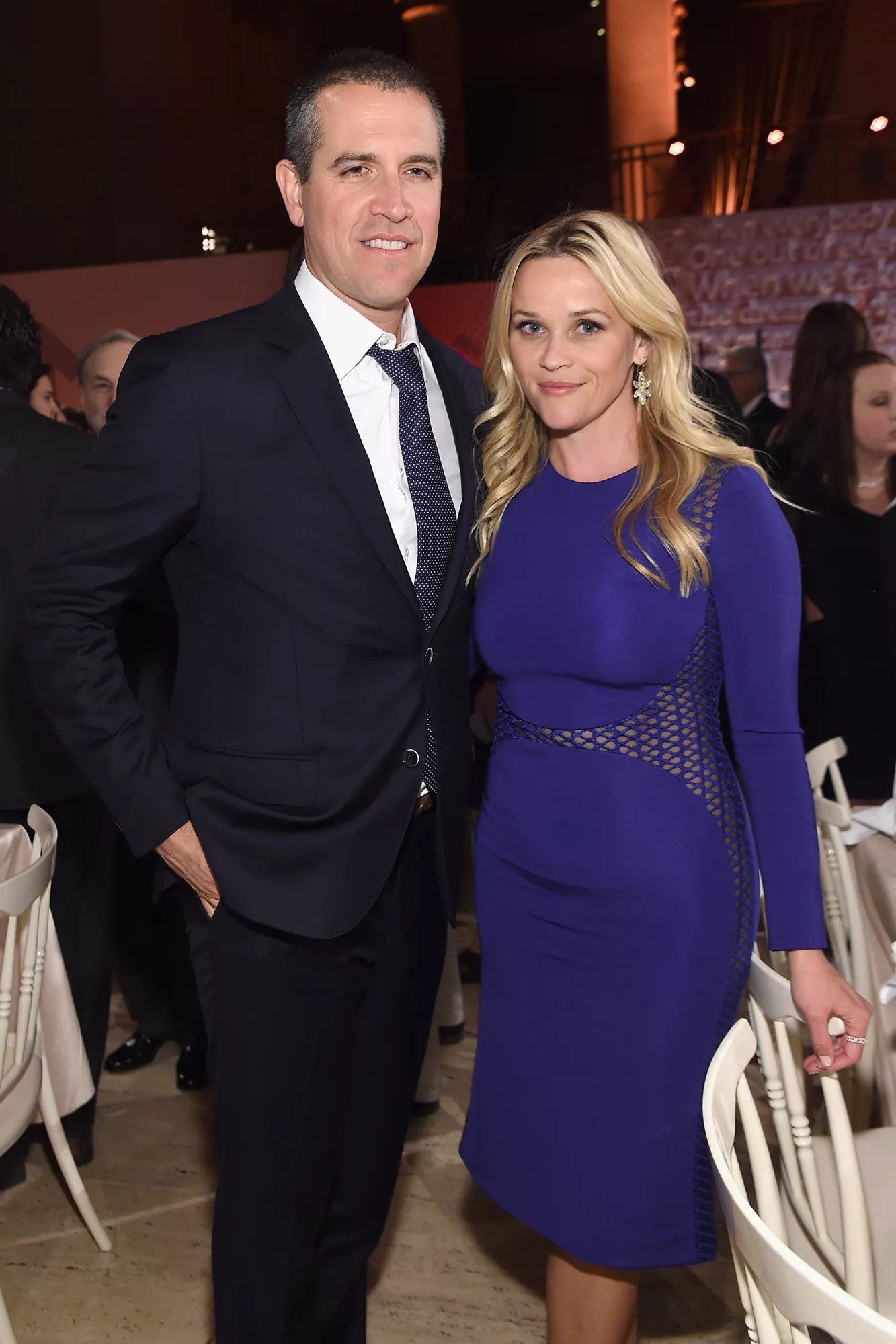 Jim Toth (L) and Reese Witherspoon attend Stand Up To Cancer&rsquo;s New York Standing Room Only, presented by Entertainment Industry Foundation, with donors American Airlines and Merck, chaired by Jim Toth, Reese Witherspoon &amp; MasterCard President/CEO Ajay Banga and his wife Ritu, honoring Katie Couric at Cipriani Wall Street on April 9, 2016 in New York City