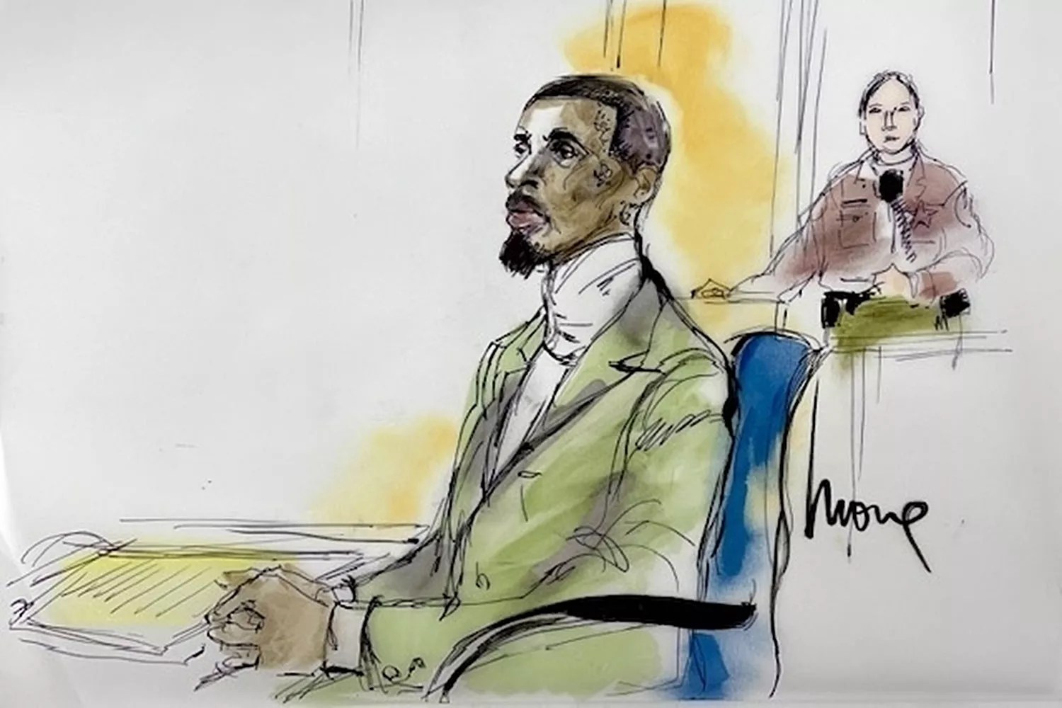 Courtroom sketches during Megan Thee Stallion&rsquo;s opening statements