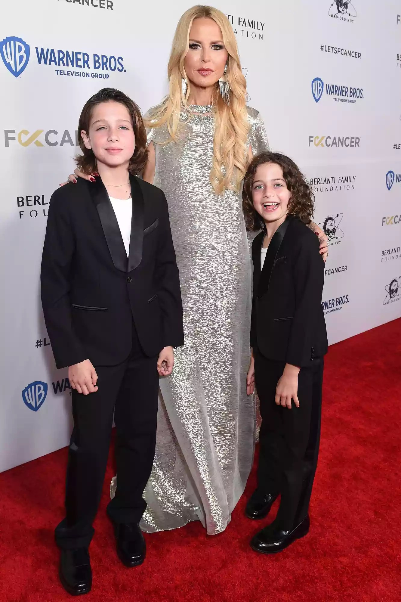 Skyler Morrison Berman, Rachel Zoe, and Kaius Jagger Berman at the Barbara Berlanti Heroes Gala benefiting the non-profit organization Fuck Cancer, held at The Barker Hangar on October 1, 2022 in Santa Monica, California.